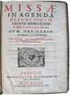 CATHOLIC LITURGY.  Missae in agenda defunctorum tantum deservientes Ex Missali Romano recognito desumptae.  1637